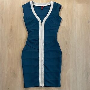Miusol Teal Dress with White Trim
